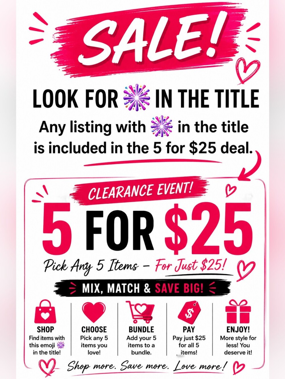 🫯Big Clearout 5 for $25🫯 - All Items With 🫯 Emoji!